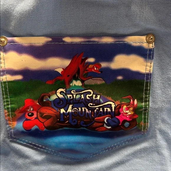 Disney Parks Splash Mountain Drawstring Canvas Backpack Blue RARE - Picture 4 of 9